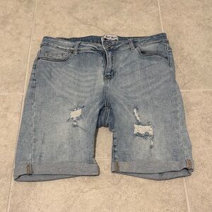 Blue Denim Distressed Women's Shorts